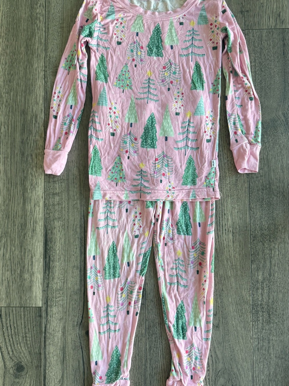 Little Sleepies Pink Christmas Tree Print Pajama Set Size 3T